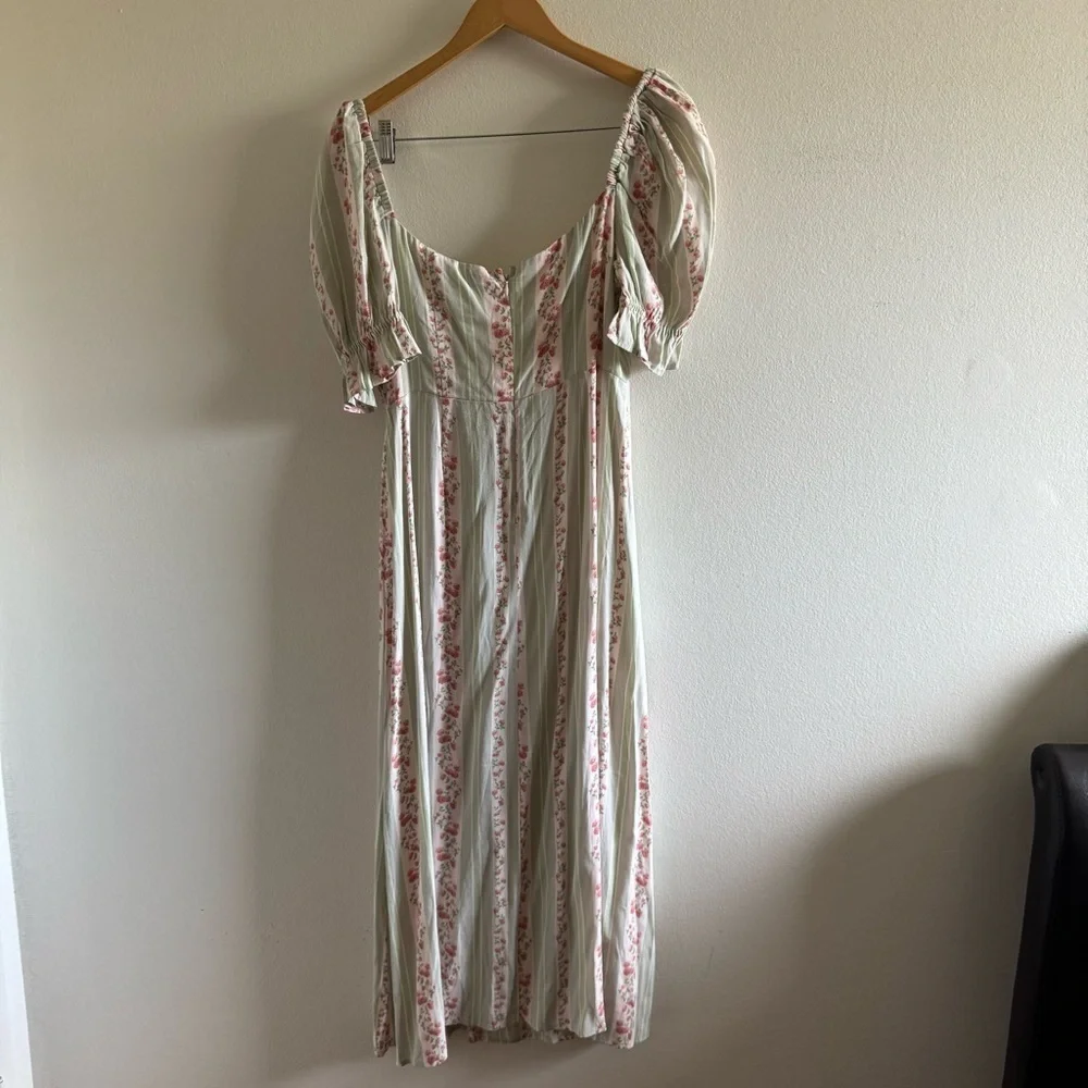 NWT WeWoreWhat Rosewood Victorian Floral Striped Puff Sleeve Midi Dress size 10 - Picture 4 of 10